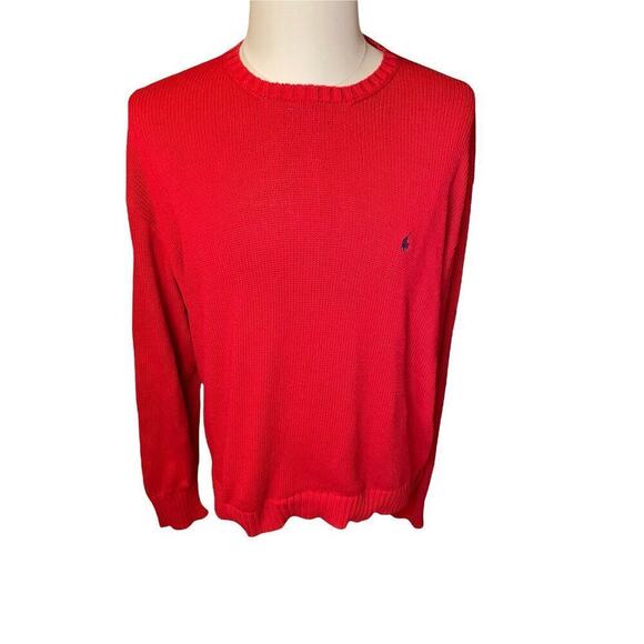 POLO RALPH LAUREN Men’s XXL 100% Cotton Heavy Knit Red Sweater - Picture 1 of 6